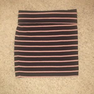 Black and dark tan striped mini skirt